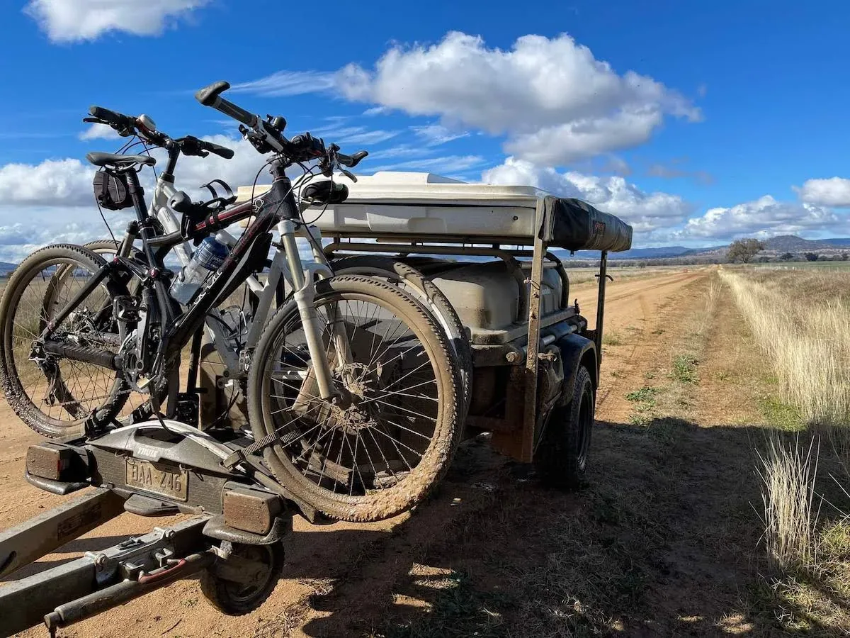 Bike rack mounted to a Pod Trailer drawbar
