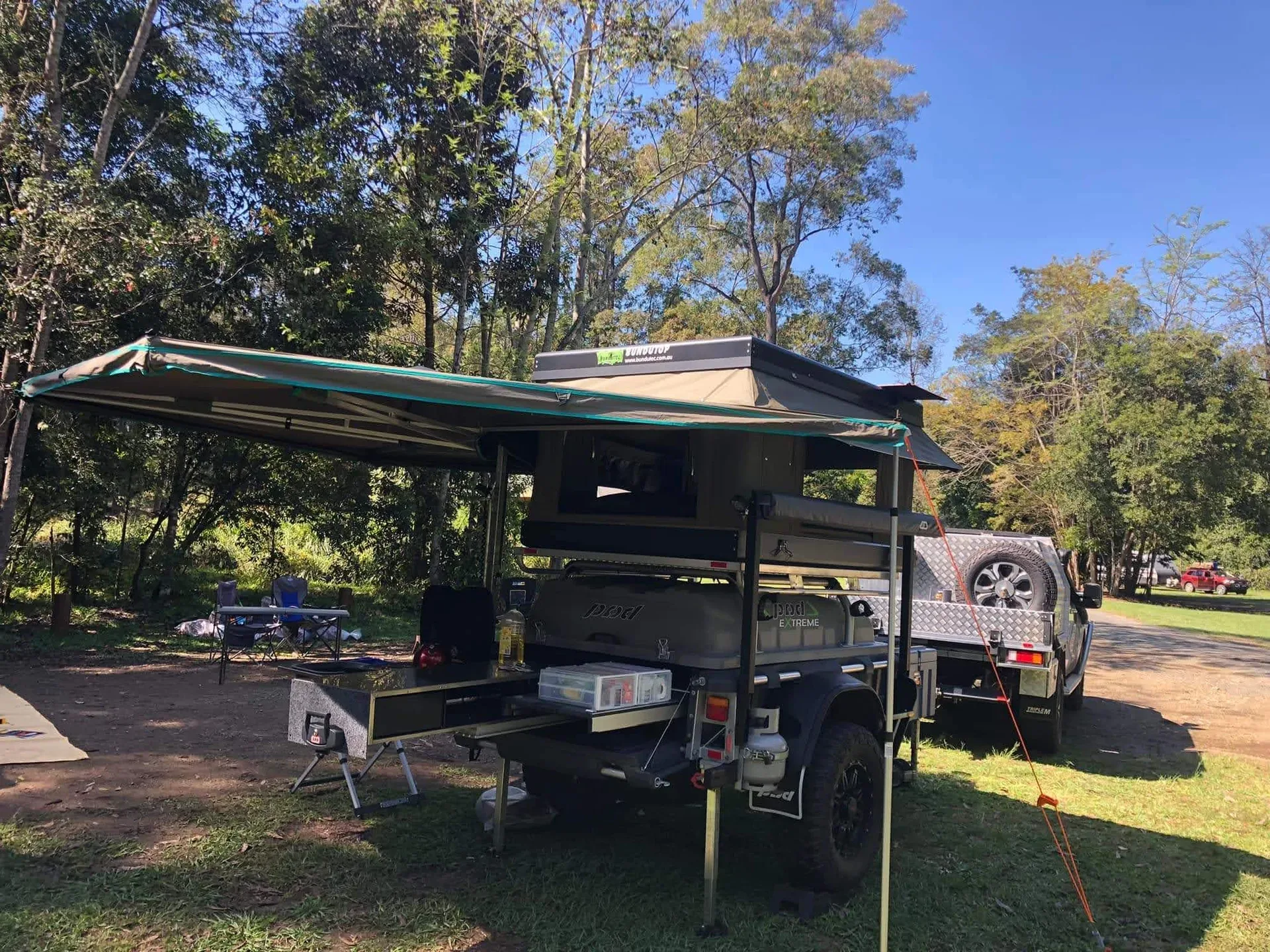 Awning Camp Setup In Trees