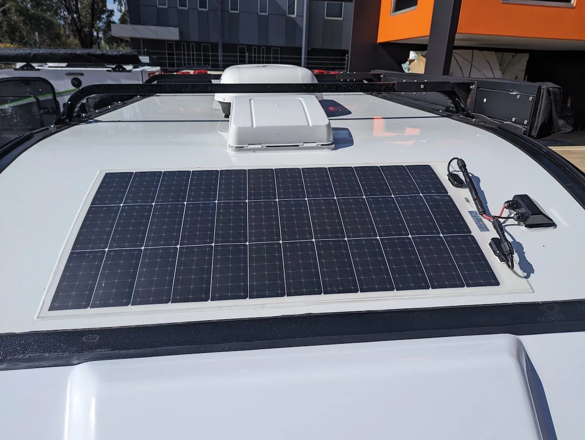 Roof-mounted solar panel on the Rover 02