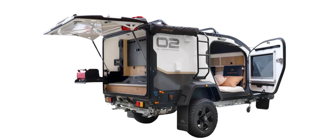 Stockman Rover rear storage and bed with doors open