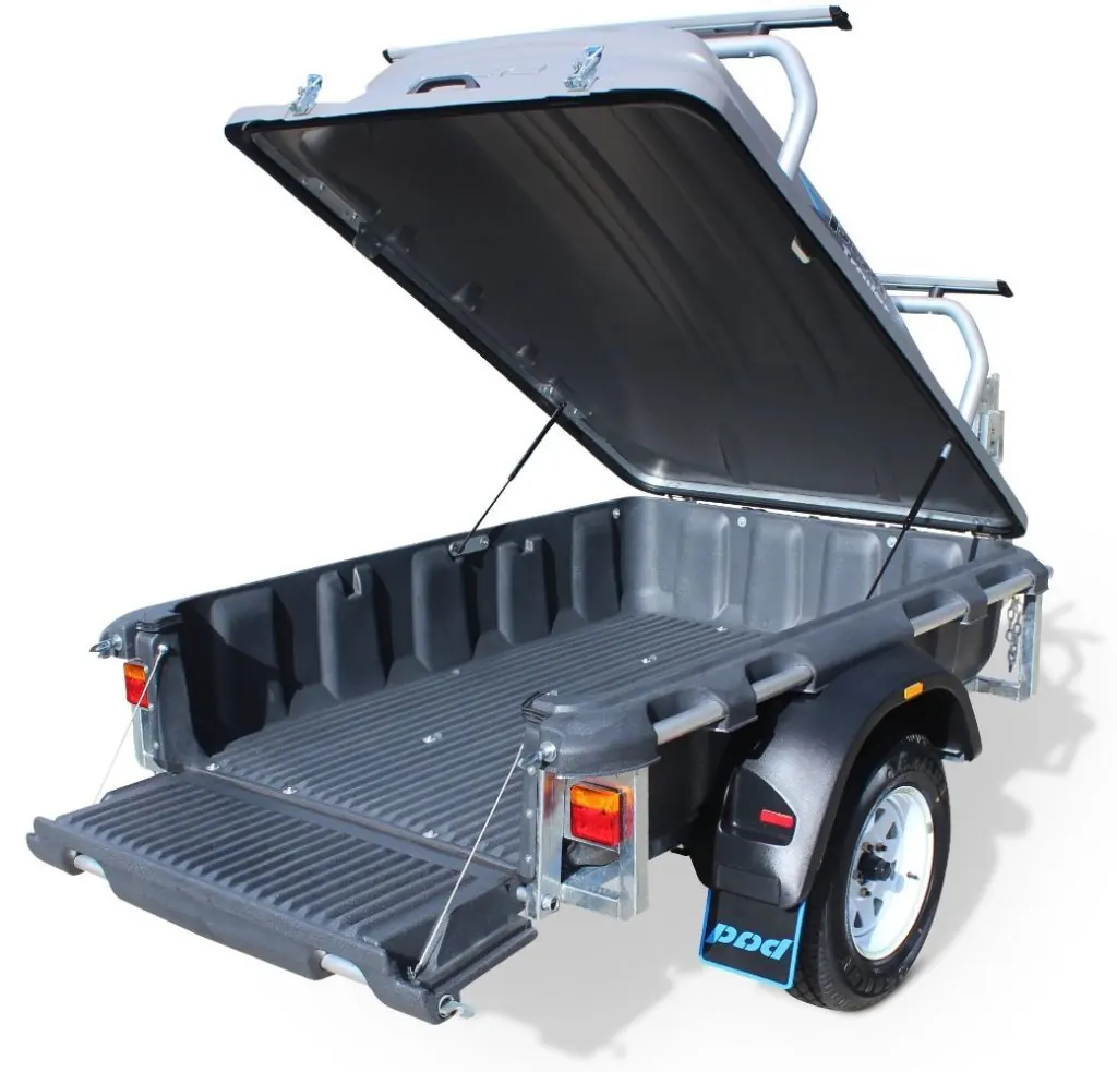 Open Pod Trailer showing the deep rust-proof polyethylene tub