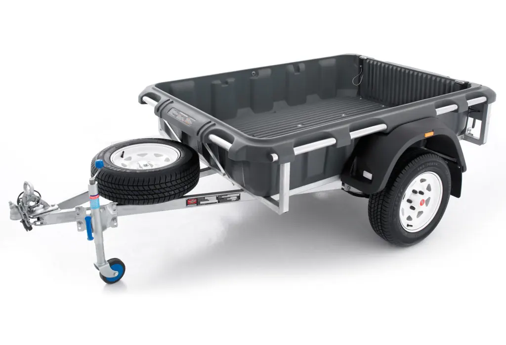 Pod Trailer loaded with gear under its lockable lid