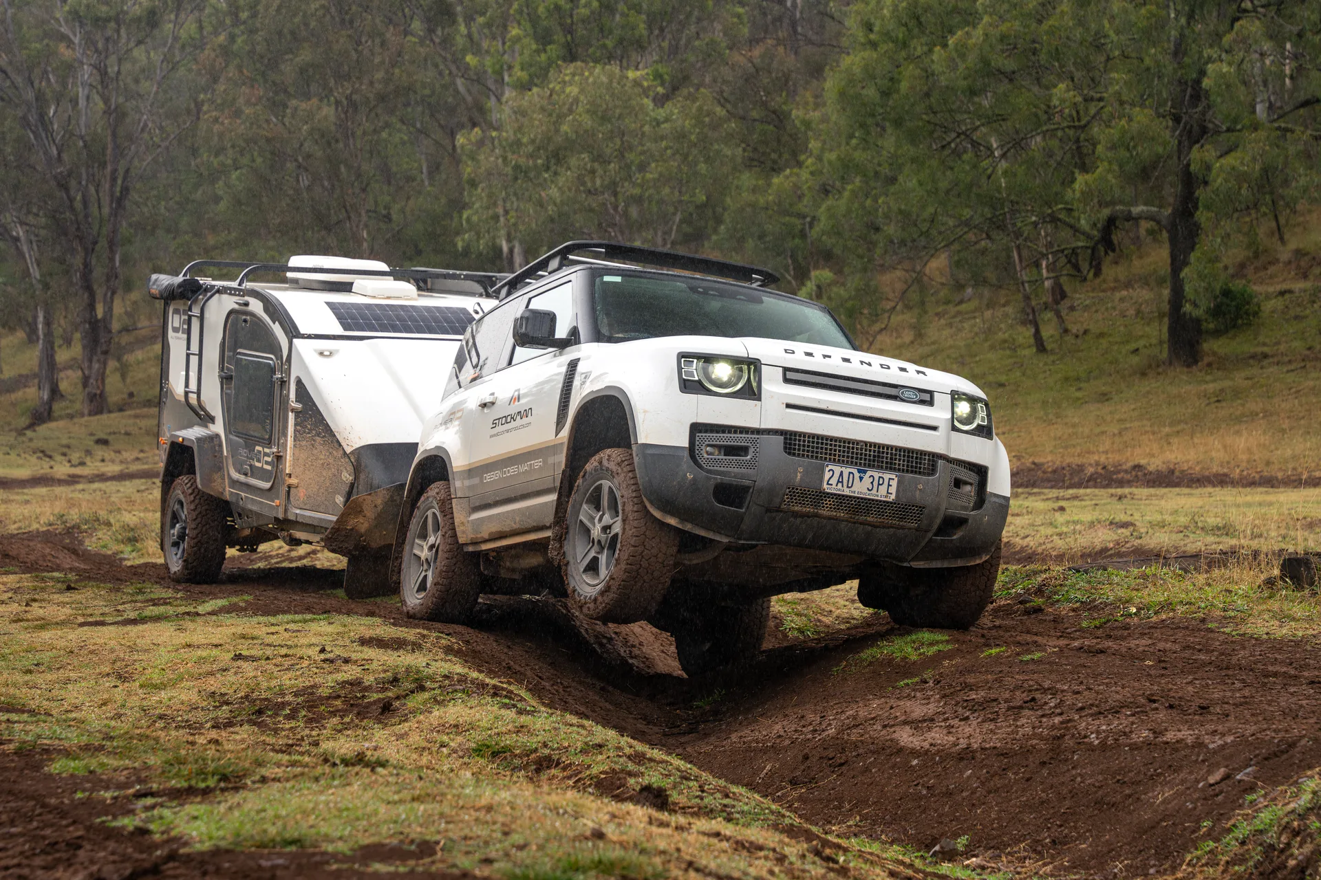 A Stockman Rover hitched up on a bush track